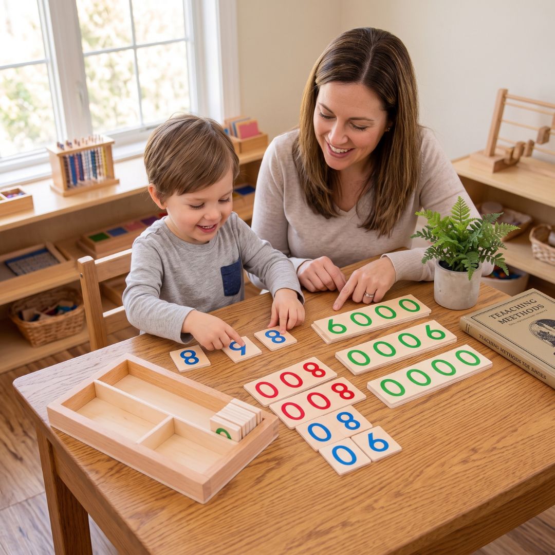 RechenSpaß - Montessori Zählspiel aus Holz für Kinder