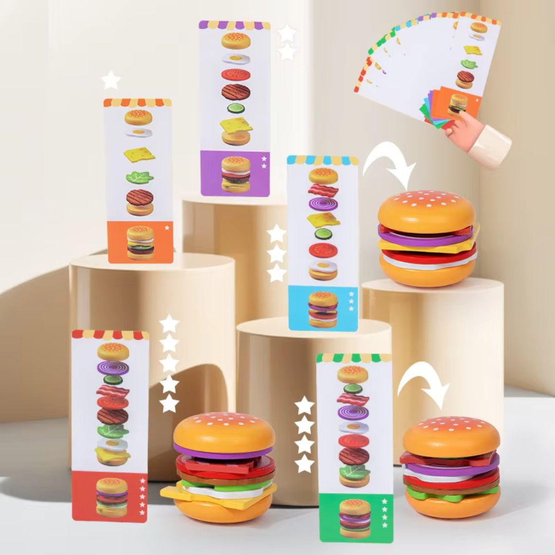BurgerSpaß - Stapel- und Zuordnungsspiel aus Holz