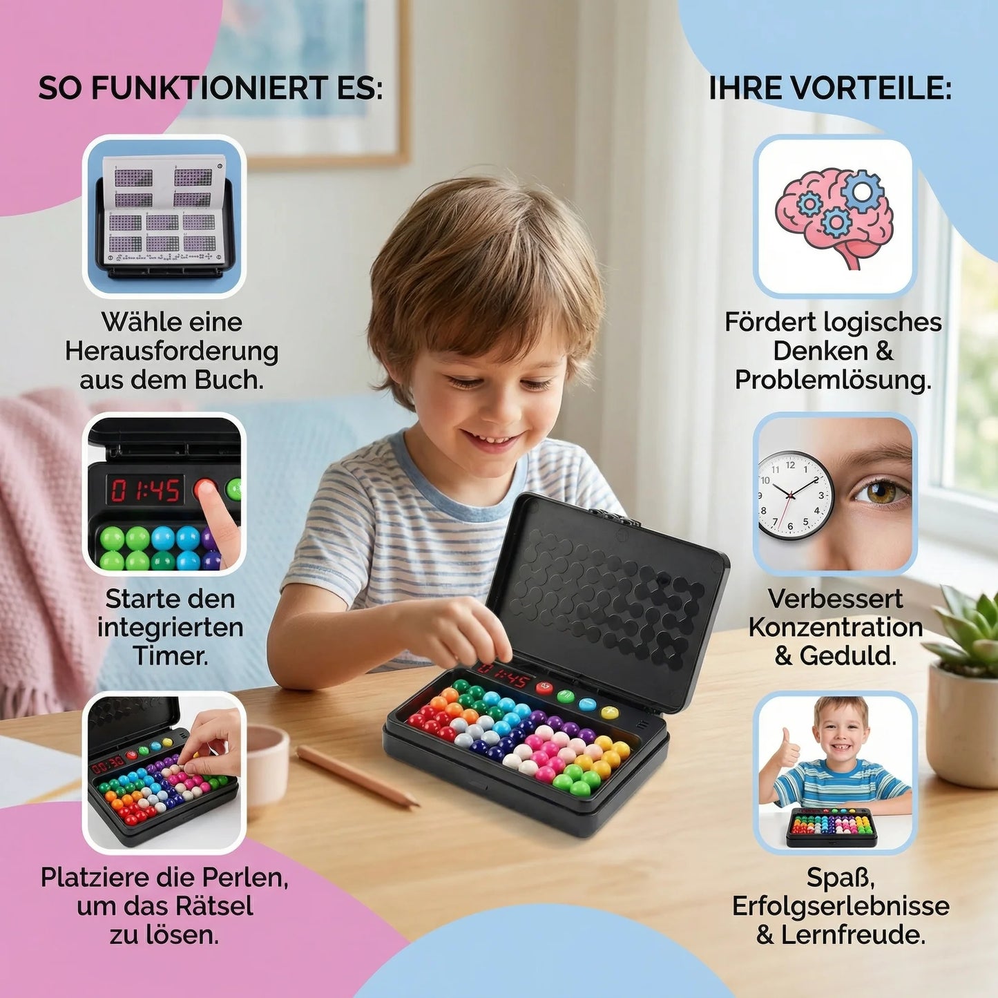 Logik & Motorik Lernspiel mit Timer für Kinder