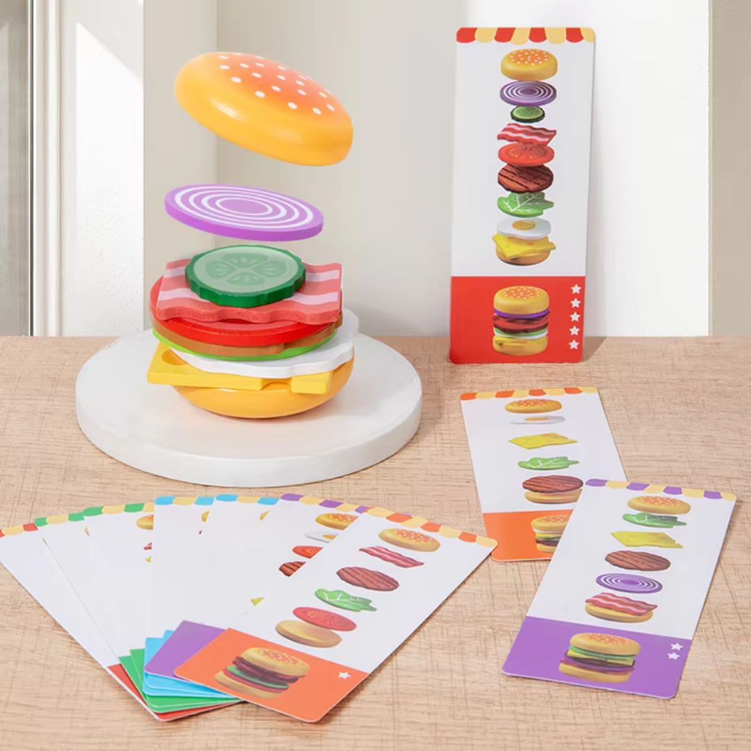 BurgerSpaß - Stapel- und Zuordnungsspiel aus Holz