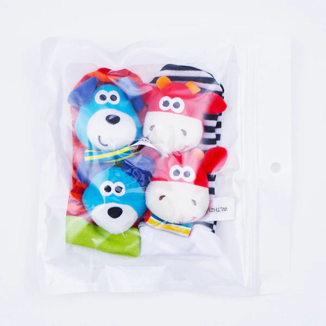 Fühl-Freunde – Sensorik-Socken & Armband für Babys