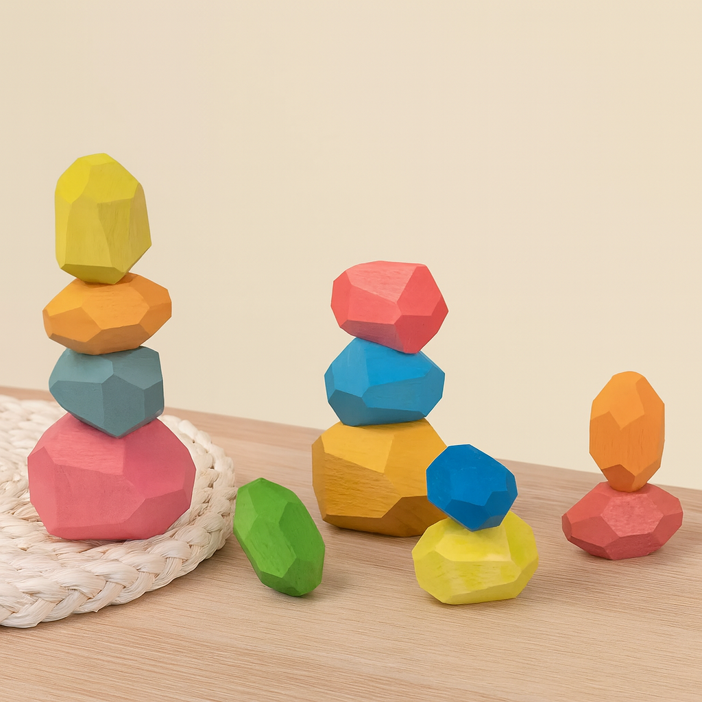 Holz Balanciersteine - Montessori-Spielspaß für Kinder