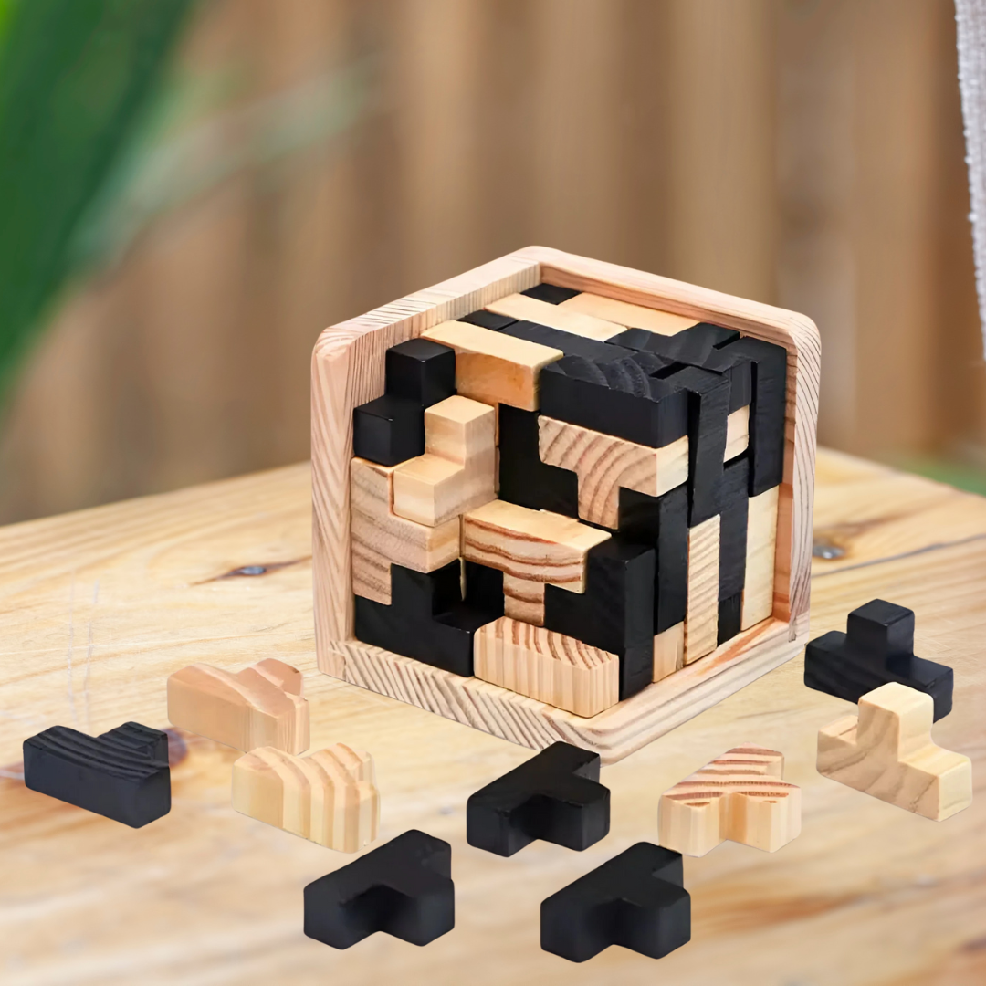 3D Holz-Puzzle - Kniffliges Denkspiel für Groß & Klein