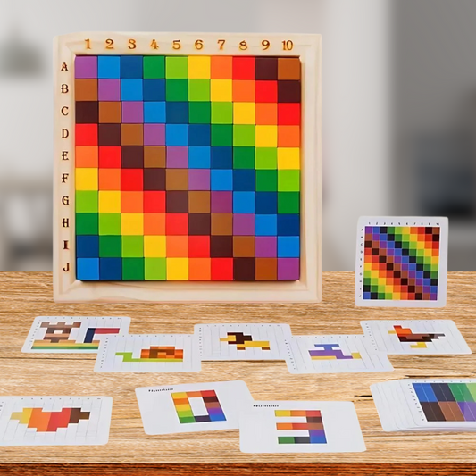 Farbenfrohes Baukasten Spiel aus Holz
