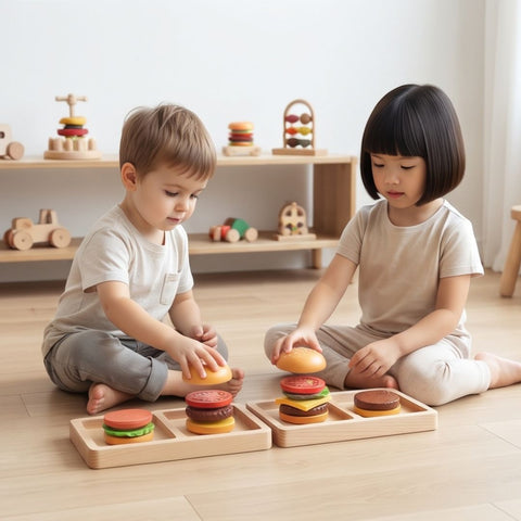 BurgerSpaß - Stapel- und Zuordnungsspiel aus Holz