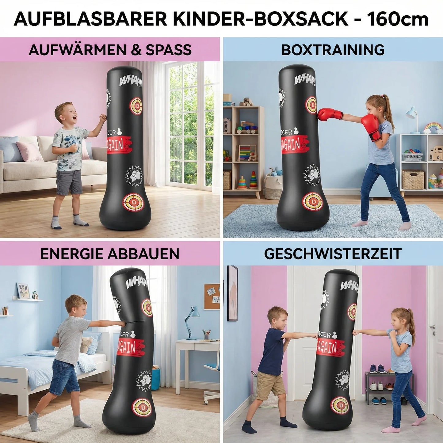 BoxHeld - Aufblasbarer Kinder Boxsack mit Wasserfüllung