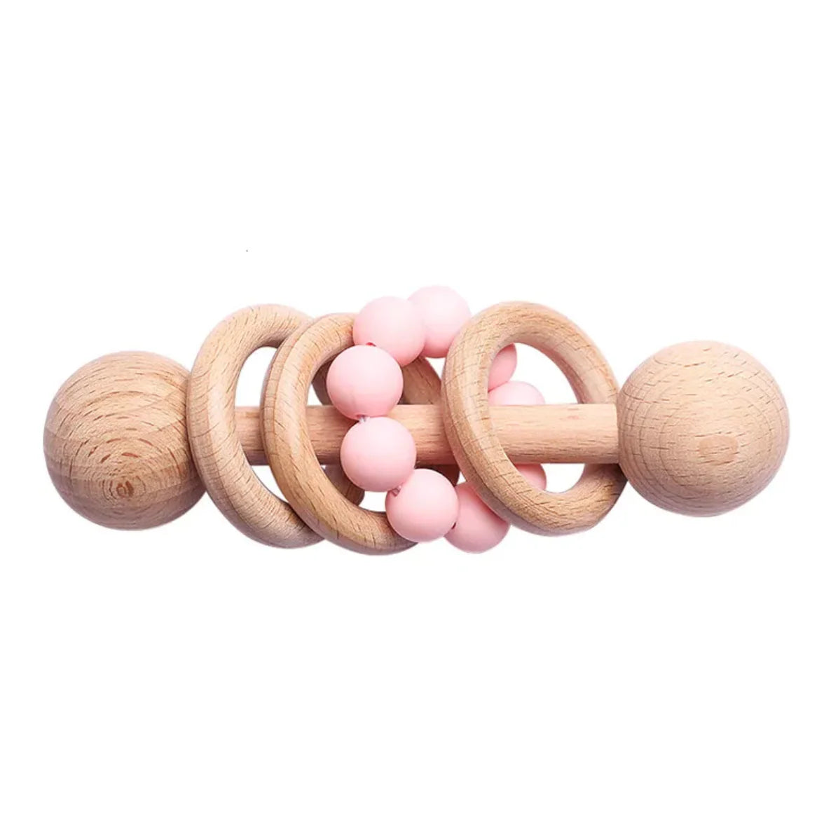 Baby Holzrassel mit Beißringen